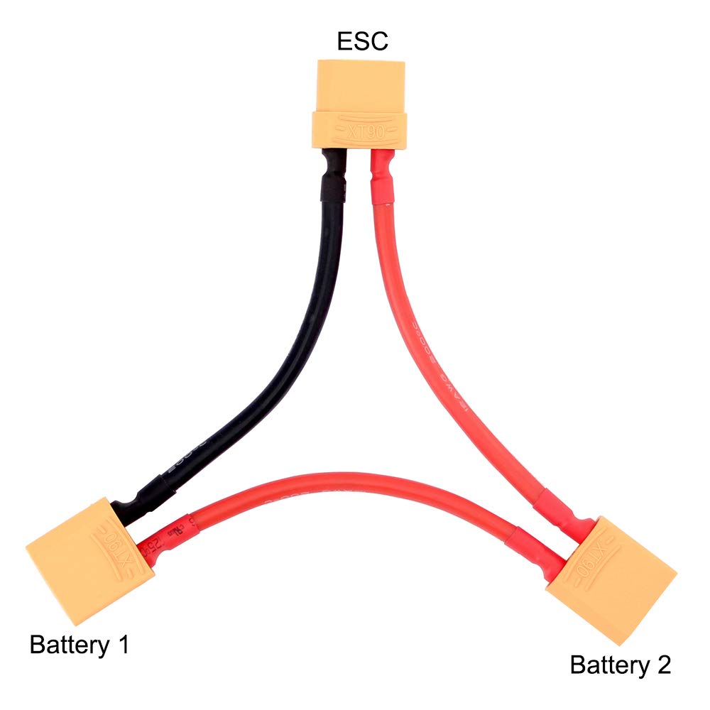 2x Adapterkabel XT90 Auf Deans – Männlich XT90 Zu Weiblich Deans, 14 AWG, 5 Cm Länge