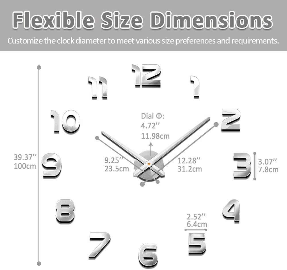 Mintime Large Wall Clock Battery Operated DIY Wall Clock for Modern Decorative Living Room/Office image 5