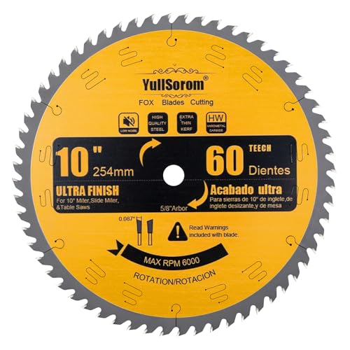 Image of 10 Inch Thin Kerf Fine Finish Crosscut Table Saw Blades, 60-Tooth ATB TCT Fine Finish Wood Cutting Circular Saw Blade with 5 /8 Inch Arbor
