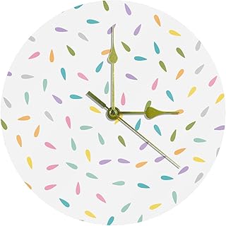 Horloge murale ronde colorée en acrylique avec motif de style Memphis - Décoration d'intérieur pour bureau, salon, chambre à coucher