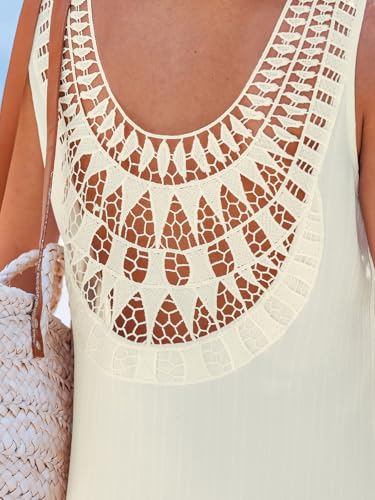 CUPSHE Women Swimsuit Cover Up Sleeveless Lace V Neck Summer Beach Coverup3