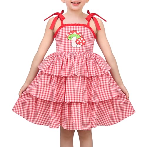 Sunny Fashion Girls Dress Spaghetti Gingham Ruffle Light Yellow Plaid