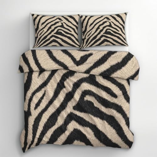 Funda Nordica Cama 90 Negro Funda de Edredón 135x200 cm 3D Zebramuster Ropa de Cama 3 Piezas de Microfibra Hipoalergénica y 2 Fundas de Almohada 50x75cm, t1857
