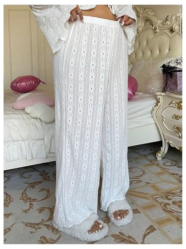 MakeMeChic Women's Plus Size Wide Leg Pants Elastic Waist Straight Summer Trousers4