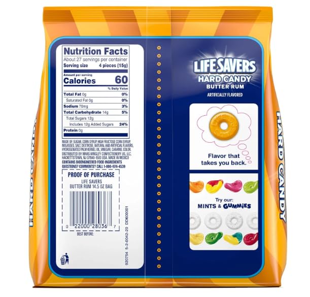 Miniatura 2 de Caramelos duros LifeSavers de ron con mantequilla de 14.5 onzas con adhesivo Exit 28 Bargains