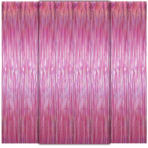 WD&CD Lametta Vorhänge Pink，3 Stück 1x2m Metallische...