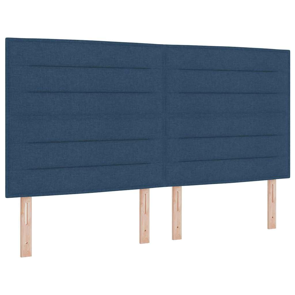 Cama con somier con tiras de luz LED, azul, 180 x 200 cm, tejido ajustable, cabecero de cama de resistencia media, somier de lamas, alimentado por USB, estructura de madera estable, cama de