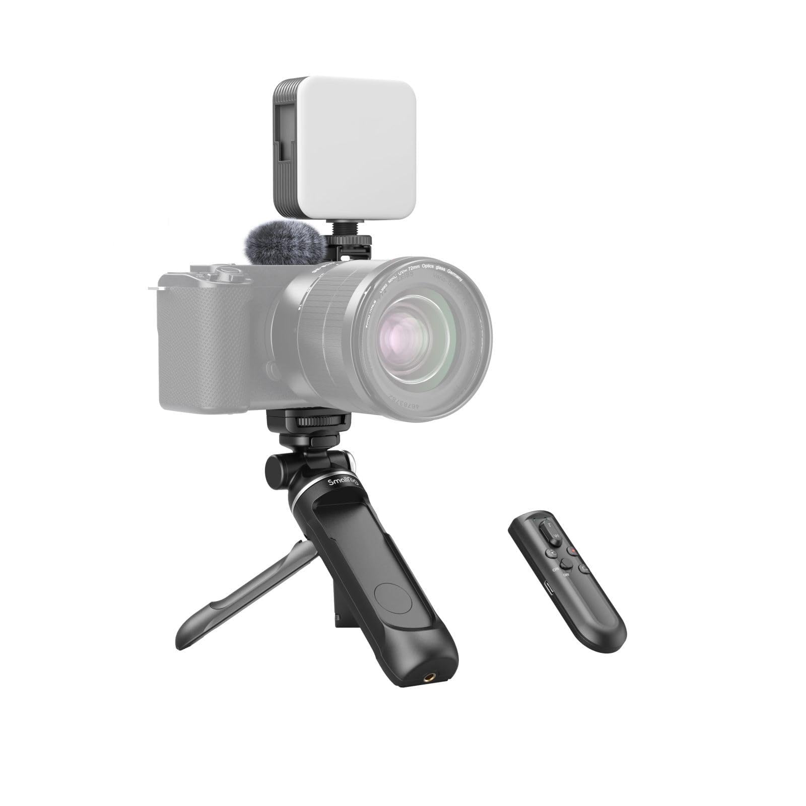 SMALLRIG Kit de Trípode Vlogging para Sony ZV-E1 / ZV-E10 / ZV-1 / ZV-1F, Soporte de Trípode Flexible, Trípode Vlog con Luz de Video LED y parabrisas peludo - 4258