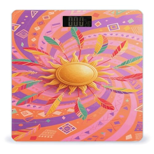 Báscula digital de baño Retro Boho Sun para cuerpo LCD miniatura 1