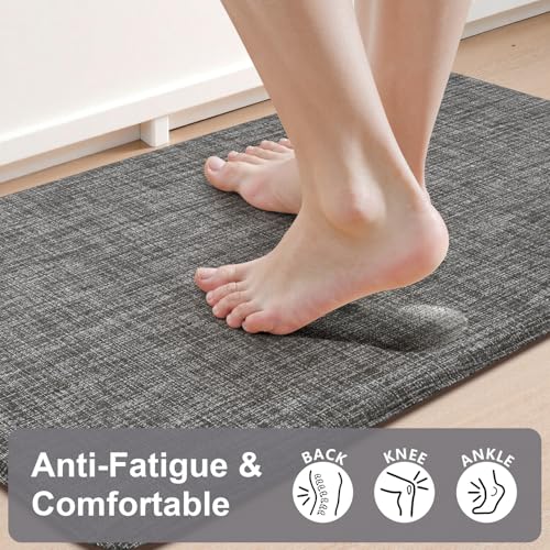 Collive Kitchen Mats for Floor 2PCS, Cushioned Anti Fatigue Mat Waterproof Kitchens Sink Rug Non Slip, Modern Comfort Standing Mat for Desk, Bar, Home Decor, 17"x47"+17"x29", Dark Grey - image 2