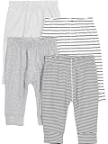 Simple Joys by Carter's Baby 4-Pack Pant, Gray/Gray Stripe, 0-3 Months