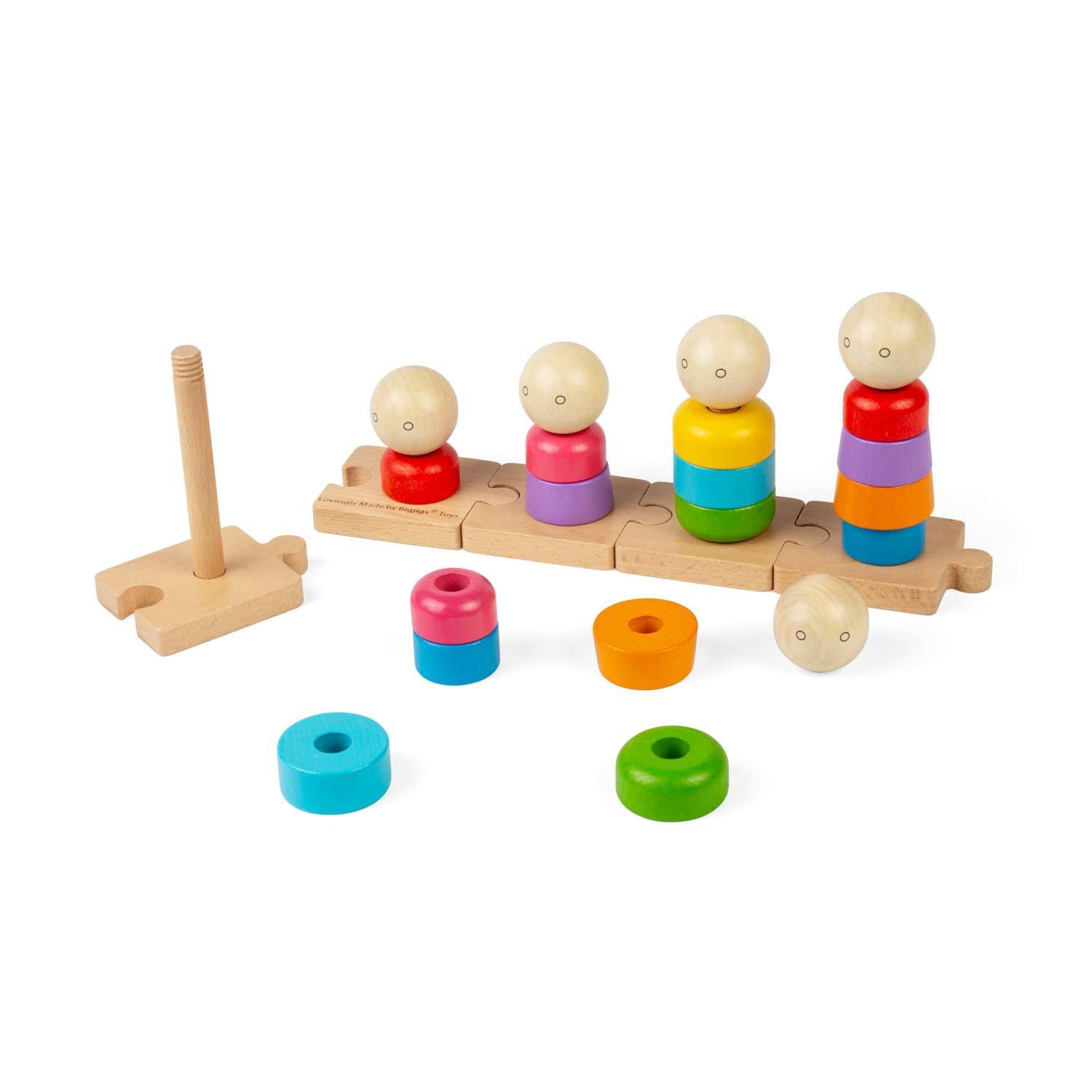 Bigjigs Toys Rainbow Family – Holz-Montessori-Stapelspielzeug, pädagogische Aktivität für frühes Lernen, umweltfreundliche Geschenke für Babys und Kleinkinder, ab 12 Monaten, 25 Stück