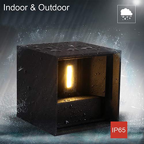Image of 4.7 inch 20W LED Cube Exterior Aluminum IP65 Waterproof Wall Lamp, Warm White Modern Fixture Light 86-265V Adjustable Outdoor Indoor Wall Black Sconce Lamp Up Down Wall Sconce