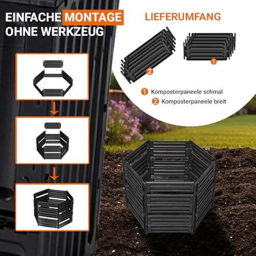 GARANTIA AIR-King Steckkomposter 600 Liter schwarz - Komposter Garten, Komposter, Schnellkomposter, Abfall & Recycling, Biomüll, Komposteimer, Garten, Kompost, Biotonne