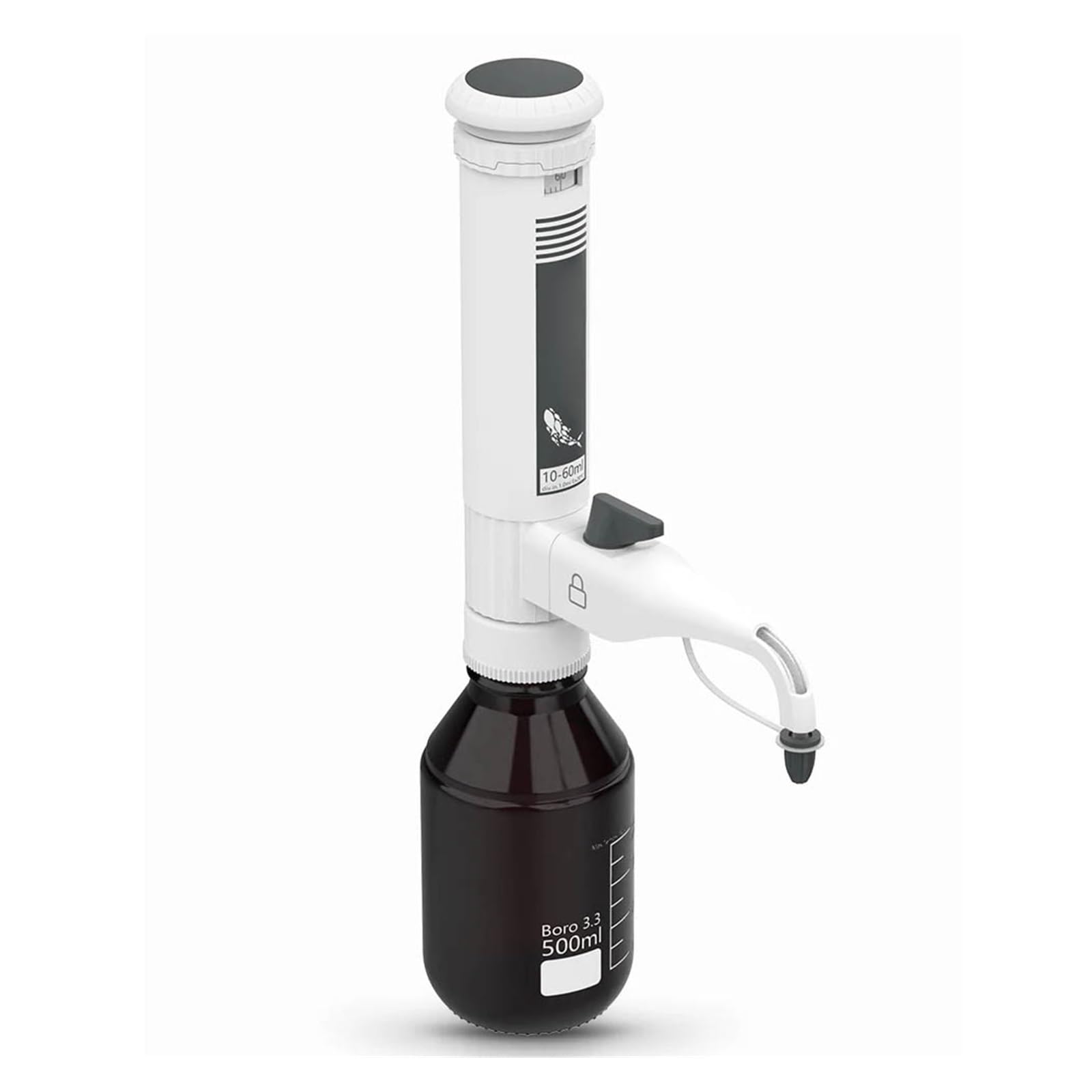 Dispensador superior de botella for laboratorio, pipeta de líquido ajustable de 10 a 60 ml, válvula antigoteo doble, ventana digital, 5 adaptadores roscados - Botella no incluida(5-30ml)