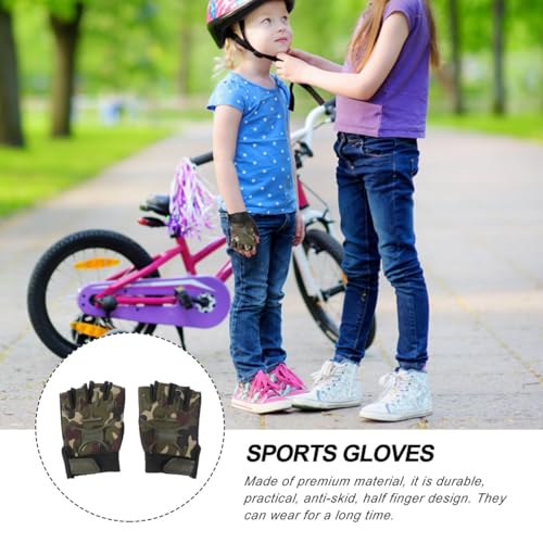 LIOOBO Fingerless Gloves Kids - Kids Fingerless Gloves: 1 Pair Camouflage Sports Half Finger Cycling Outdoor Army Accessories Cycling Army Bike - Image 7