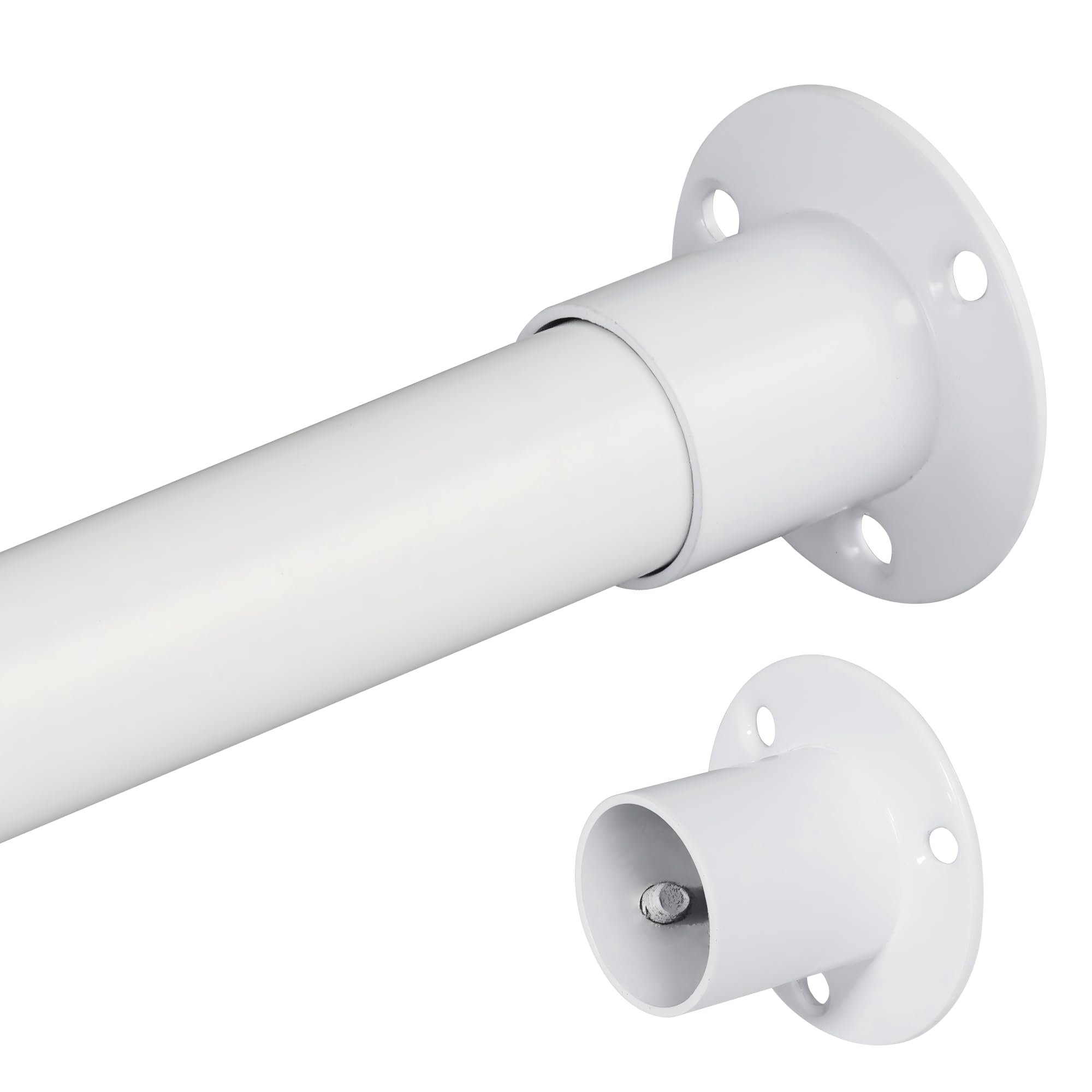 Extendable Wardrobe Rod, White Stainless Steel Retractable Wardrobe Rail, 74-103cm Adjustable Clothes Rail for Wardrobe and Balcony (25MM)