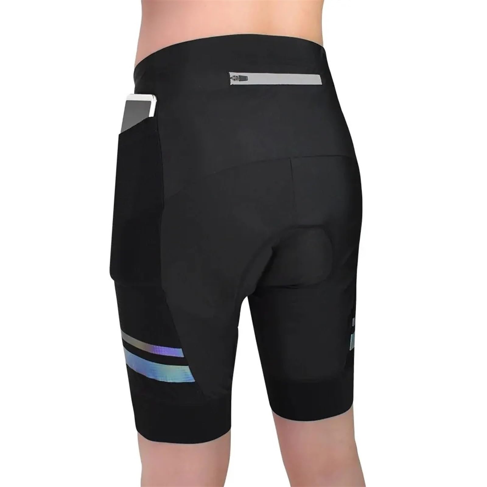 Cuissard Velo Homme Short de Cyclisme for Hommes, Short de vélo de Route avec Rembourrage en Gel 3D, Poche réfléchissante à Fermeture éclair au Dos(L)