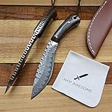 XHM Awesome Fixed Blade Knife Kukri, Hand Forged Full Tang 8Cr13Mov Steel, Wood Handle, with Sheath,...