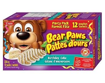 Dare Bear Paws, Birthday Cake, Party Pack, 12 Packs, 336g/11.9oz, Imported from Canada}