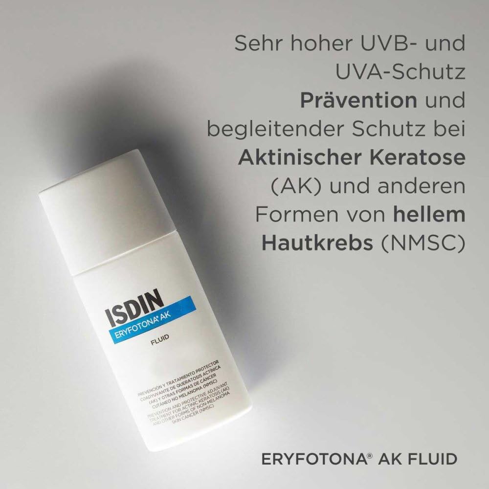 ISDIN Eryfotona AK Fluid - Prävention Aktinische Keratose & Heller Hautkrebs - Sehr hoher Sonnenschutz mit DNA Repairsomes - Repariert Sonnenschäden, 50ml
