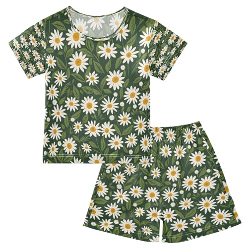senya Short Sleeve Pajamas Sets Summer Cotton Sleepwear Daisies on Hand Draws
