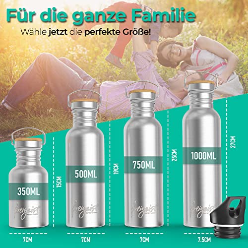 freigeist Trinkflasche Edelstahl einwandig mit Gratis Sportverschluss - Trinkflasche 1l | 750 | 500 | 350 ml - Edelstahl… - Image 6