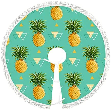 XOLLAR Xmas Tree Skirts Large 48" Geometric Pineapple, Indoor Outdoor Christmas Decorations Tree Mat for Winter Party Holiday New Year with Tassels