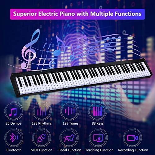 COSTWAY Digitale piano met 88 toetsen, geüpgraded elektrisch toetsenbord met draagbare draagtas, 128 ritme, 128 toon… - Image 3