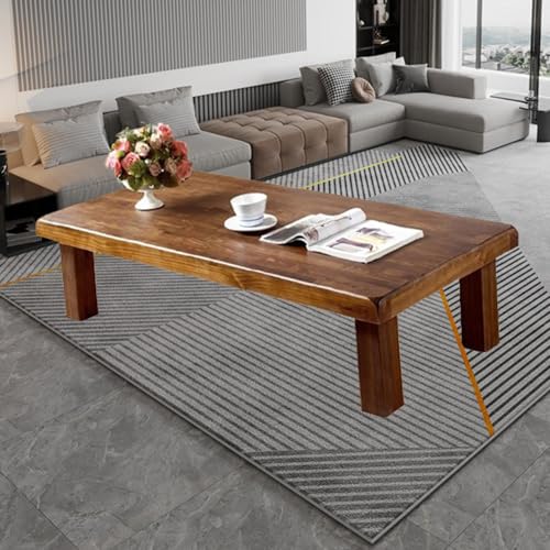 Mesa de centro de madera maciza, mesa central rústica para sala de estar, mesa auxiliar de diseño vintage, mesa auxiliar retro