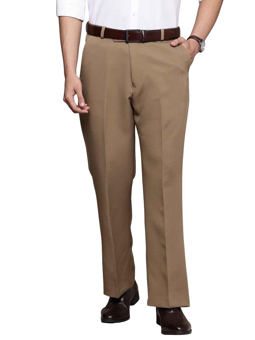 divisive Men's Boot Cut Slim Fit Stretch Poly Lycra Pants Trouser-picture-35