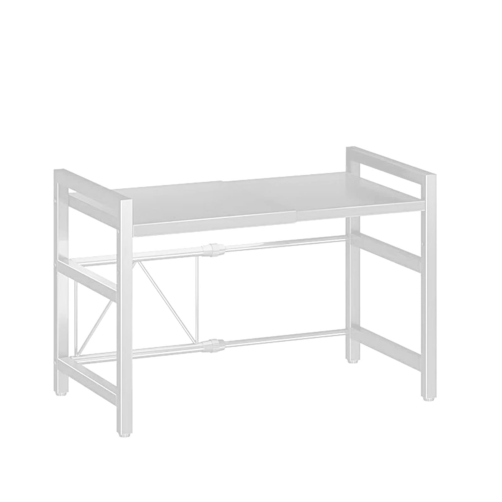Esenlong 2-Tier Expandable Microwave Oven Rack,Adjustable Carbon Steel Microwave Shelf,Kitchen Counter Organizer Shelf Stand,Width 42-64cm Black