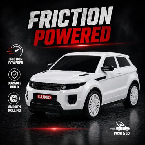 Image of Trenzo Big Size Toy Car for Kids | Friction Powered Push & Go Toy SUV Vehicle | Durable Non-Toxic Toys | Smooth Rolling Action Cars for Boys & Girls Age 3+ (White)