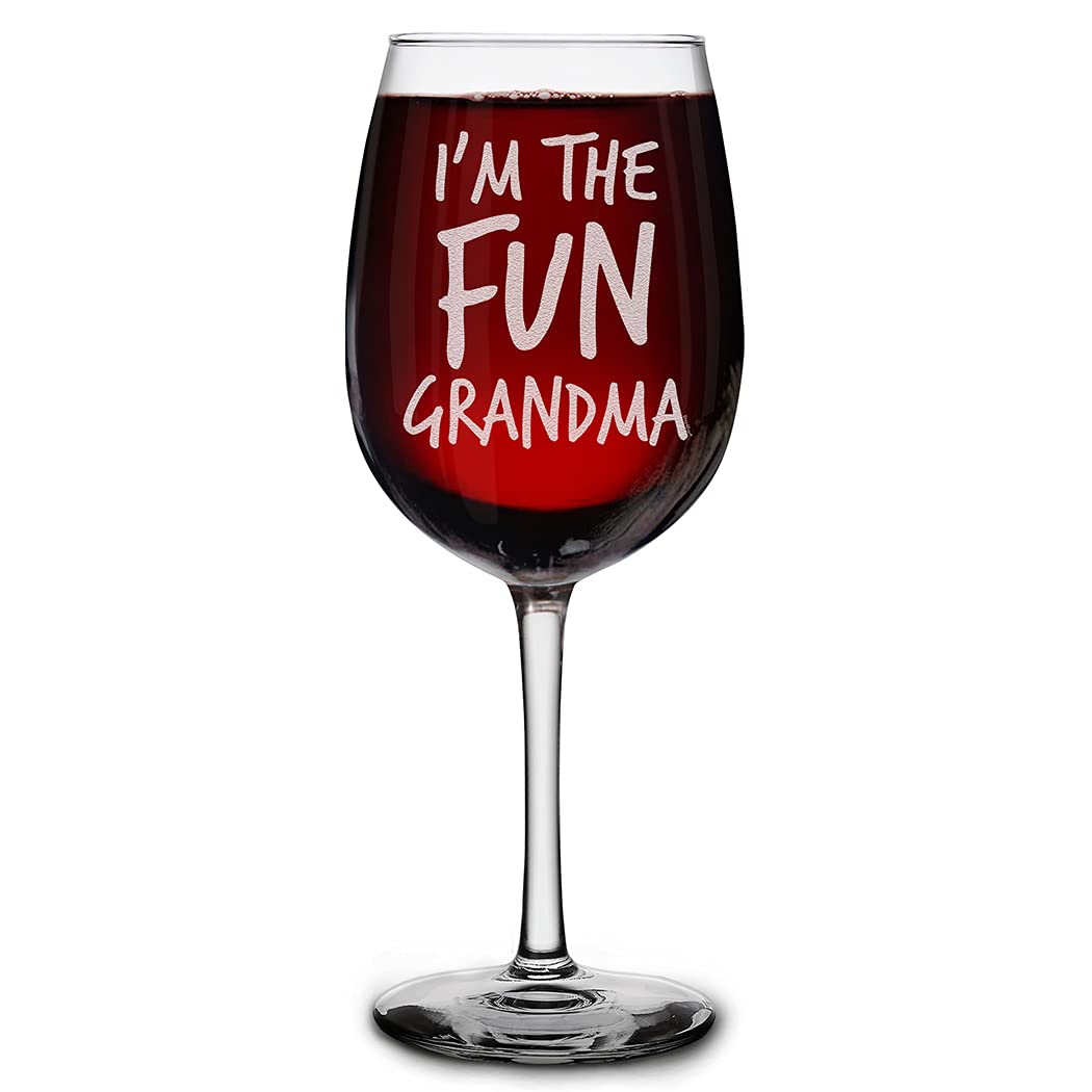Verre à vin gravé I'm The Fun Grandma, grand récipient à pied