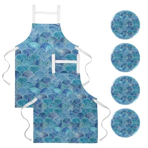 Tablier de cuisine écailles de sirène pour éliminer les taches au travail