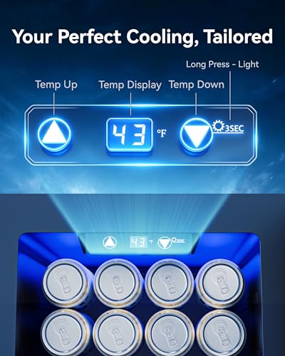 Image of Tehanld 0.6 Cu.ft Beverage Cooler, Compressor Mini Fridge with Glass Door, Small Beverage Refrigerator 40-61F Adjustable Temperature, Freestanding Soda Beer Fridge for Office, Bedroom, Black
