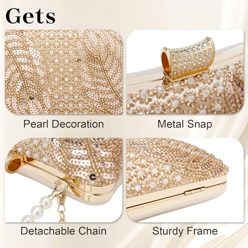 Image of Gets White Pearl Clutch Purses for Women Wedding Bride Evening Bag Formal Party Clutches Tote Handbag Prom Shoulder Bags