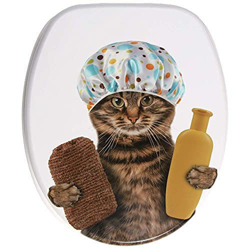 Sanilo Soft Close Toilet Seat, Wide Choice of New Toilet Seats, Stable Hinges, Easy to Mount (Shower Cat) - Image 2