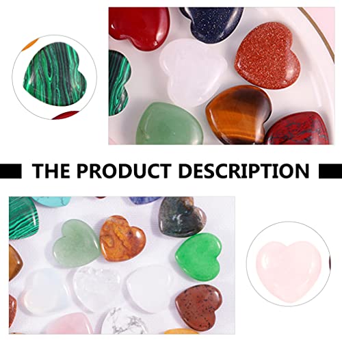 EXCEART 7 24Pcs Coração De Cristal Natural Pedra Chakra Polido Tumbled Pedras Esculpido Palma Worry