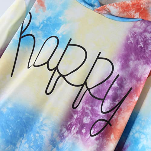 Moletom com capuz Letter Long Tie Clothes Pullover Short Dyed Tops Moletom Meninas Crianças Manga Ad