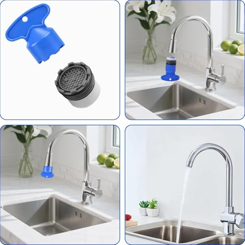 11-teiliges Set Perlator Schlüssel, 1 Stück Wasserhahn Entkalker Aufsatz und 5 Stück Schlüssel Für Perlator, perlatorschlüssel Für （M16.5, M18.5, M21.5, M22.5, M24）