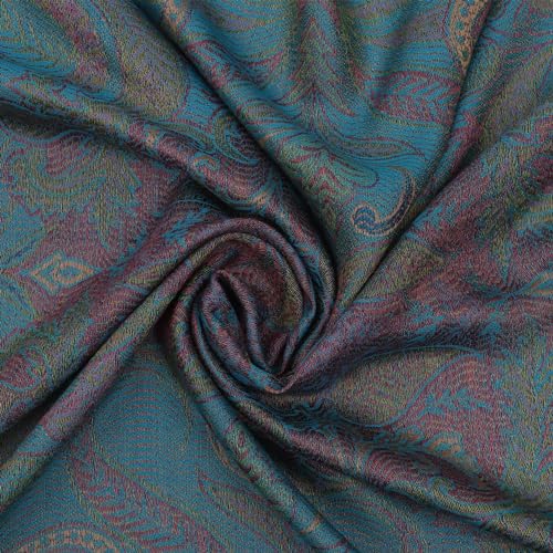 Image of EH KANI GOLD & JAMAWAR SILK SUPER SOFT FLORAL & PAISLEY PASHMINA STOLE SCARF