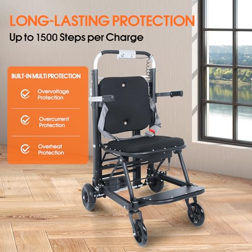 Stair Climbing Device for Seniorsr with Portable Design, Wide Tracks, Long Battery Life, Fits Straight Stairs Types, Ideal for Home Use