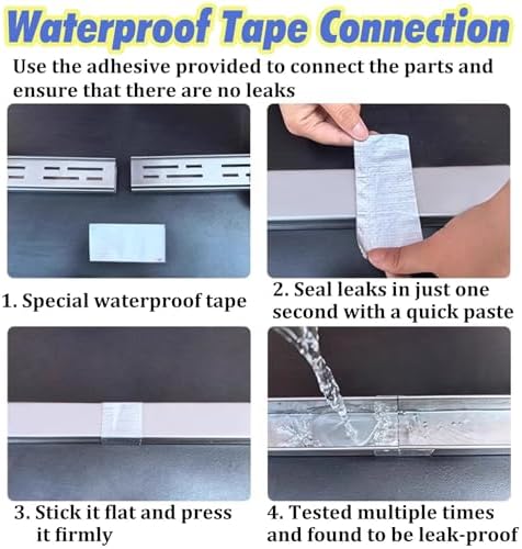 Slim Channel Drain Kit - 1m Long Stainless Steel Low Profile Drainage System for Outdoor Patios, Balconies, Backyards, Pool Areas, Waterproof Solutions