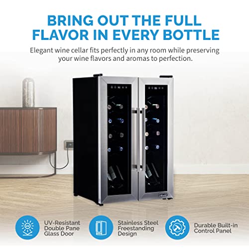 image for NewAir 24 Bottle Wine French Door Cooler Refrigerator | Freestanding W