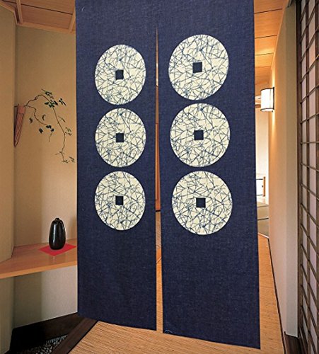 Cortina de puerta japonesa Noren para decoración del hogar, de LIGICKY, poliéster y mezcla de poliéster, Seis monedas, 33.5