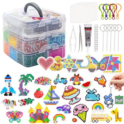 Kit Perles à Repasser Sundaymot 12 000 Pcs - 26 Couleurs + Accessoires - Loisir Créatif Enfants 6+ Ans