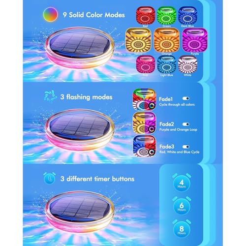 Luces solares para piscina LED impermeables con control remoto 6
