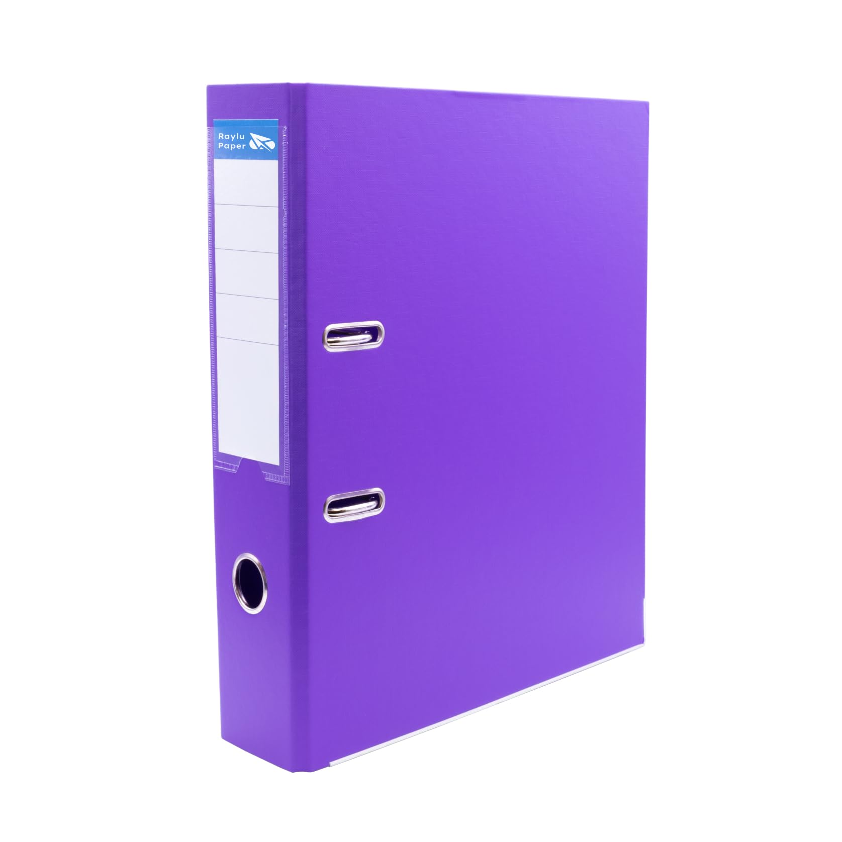 Raylu Paper Ring Binder with Rings, 75 mm Wide Spine File Folder, Office 2 Ring Binders with Soft Opening Lever and Customizable Card Holder (Purple, Fool)