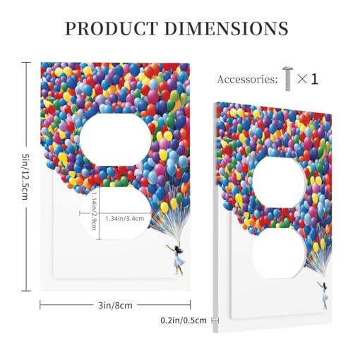 Decorative Outlet Covers Girl Holding Colorful Balloons 1 Gang Duplex Light Switch Cover Plate Wall Plates for Electrical Outlets Switchplate Faceplate for Country Bedroom Home Decor